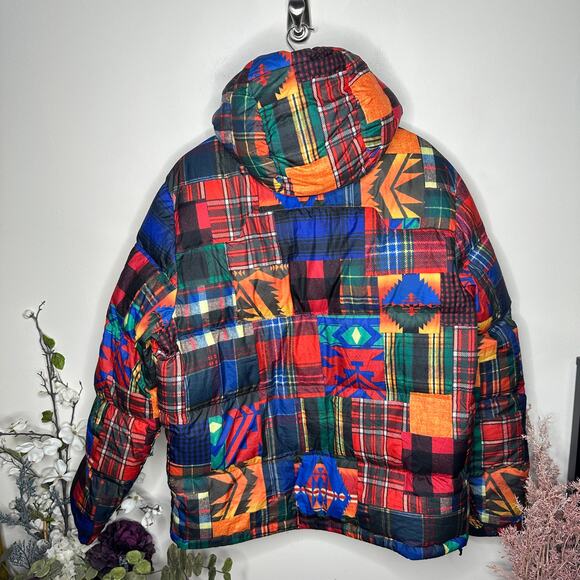 POLO RALPH LAUREN Aztec Patchwork Performance Puffer Duck Down Jacket Sz XL $498 - Picture 4 of 7